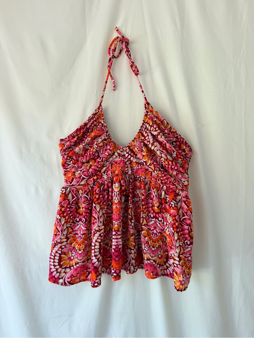 Old Navy Pink and Orange Halter Camisole with Floral Print